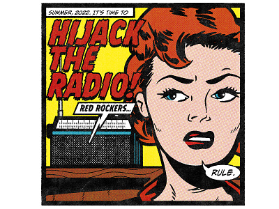 Summer 2022 Playlist "Cover" comic book style graphic design illustration punk rock radio retro style retro woman
