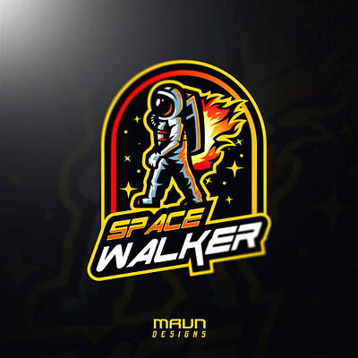 SPACE WALKER astronaut bold branding cool design esports gaming logo illustration logo mascot space sports typography vector