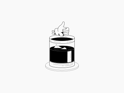 Let's get weird black and white cocktail drink flat icon illustration line linework old fashioned simple thin line vector