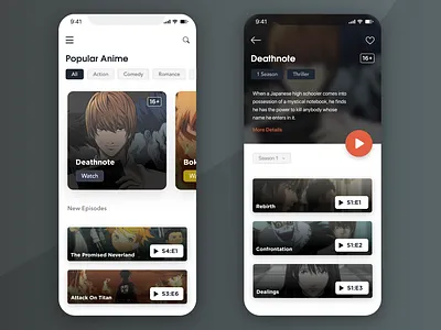 UX Design - Anime Streaming App adobe xd andriod anime anime art app app design application cards crunchyroll design mobile ui player ui streaming streaming app streaming service ui ui ux ui design ux ux design