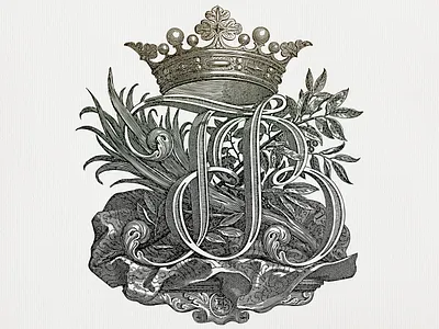 JFB ... crown ex libris lettering line art logo monogram vector illustration vectorart