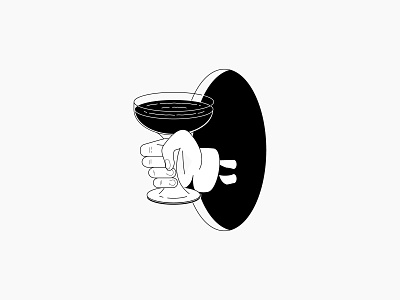 From the party dimension black and white cocktail coupe drink flat hand icon illustration linework simple thin line vector