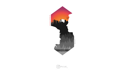 Trust me design illustration sunset town