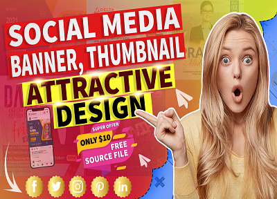 Social Media Banner Design ads banner banner design cover design facebook banner photoshop design social media banners social media cover web banner design youtube banner youtube channel art