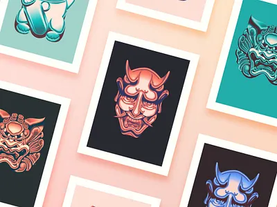 Chrome Japan Posters chromed japan japanese manga mask metal poster print shiny shonen yokai