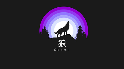 Okami 01 design illustration moon night mode vector wolf