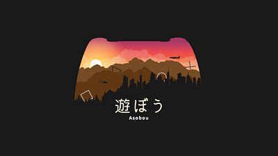 Asobou cityscape design gamepad illustration vector