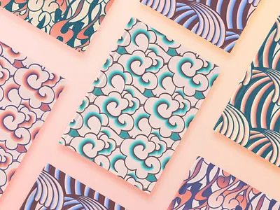 Japanese Pattern Notebook clouds flames japan japanese manga notebook pattern shonen waves