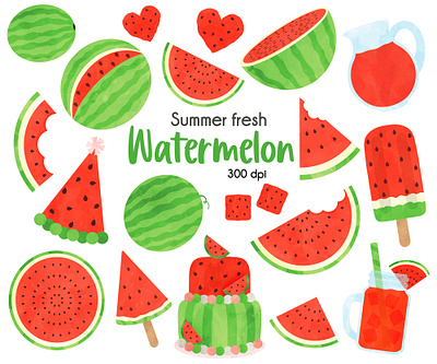 Watermelon Clip Art set procreate clip art procreate illustration watermelon clip art watermelon illustration