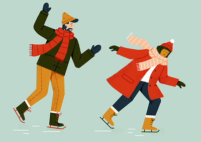 Ice Skating for Bean and Goose christmas cold couple design drawing frozen ice skating illustration photoshop skates skating snow winter