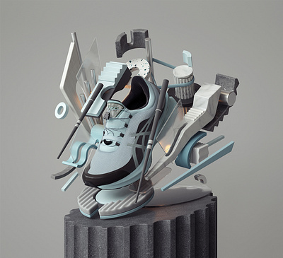 ASICS NOVABLAST SPS 2020 Sneakers 3d abstract adobe cinema4d design graphic design illustration inspiration modern octane