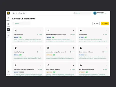 Library Of Workflows | AI-Powered Workflow Automation Tool app library saas saas design ui ux workflow