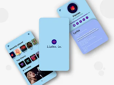 Listen in - A music streaming app design logo mobile design mobileapp ui ux