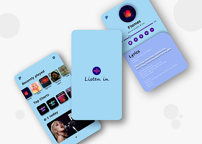 Listen in - A music streaming app design logo mobile design mobileapp ui ux