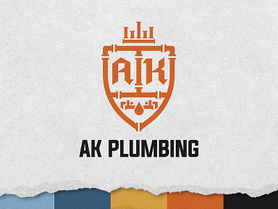 AK Plumbing badge brand identity branding branding and identity crest design logo logo icon plumbing seal vector