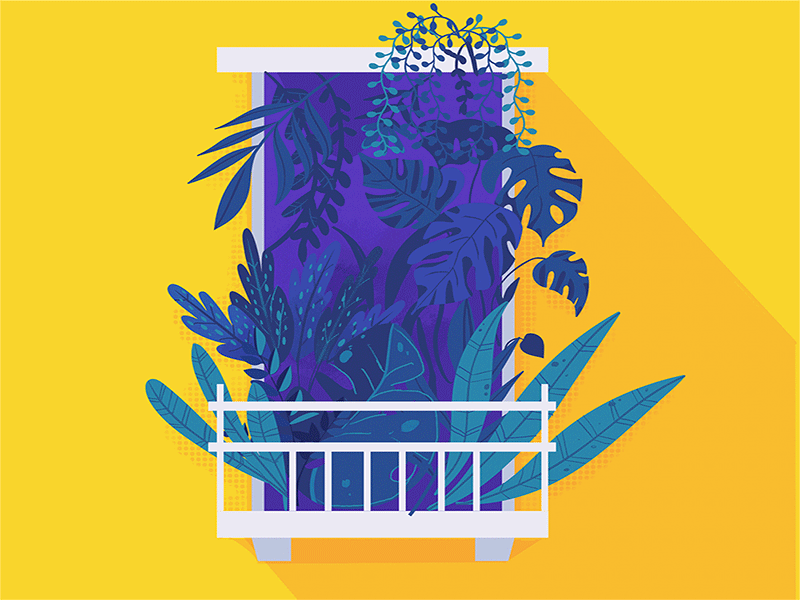 Blue Window animation blue illustration spooky yellow