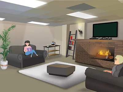 Interior design of A Lower Room animation character design illustration interior lower room sofa speedart vector