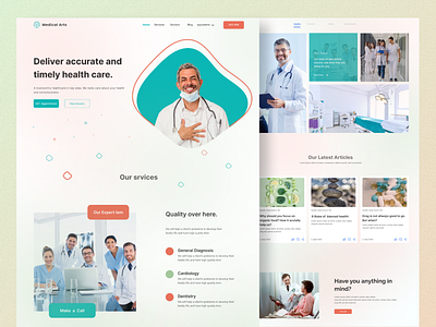 health care landing page. clean clinic creative health care hospital landing page medical modern professional ui ux