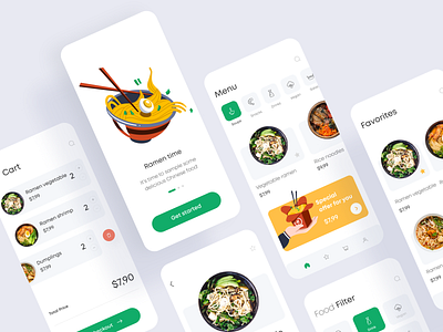 Delivery App app cards clean clean ui delivery app filters food food app food delivery illustrations minimal mobile mobile app offer pricing screens vegetables vegetarian