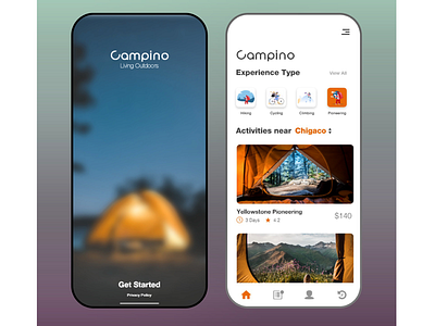 Campino outdoor app adobe animation app creative design graphic graphic design illustration illustrator minimal typography ui ux vector