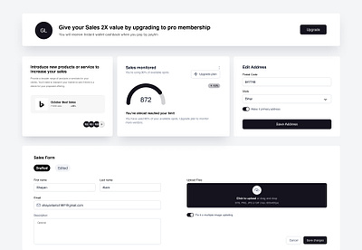 Sales UI Components admin ui app design card chart color dashboard design dribbblers illustration interface minimal mobile product design sales simple typography ui uiux ux website