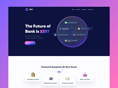 XEST Banking website banking website branding concept design finances financial fintech herosection inspiration interface investment investment app landing landingpage market moisture service typography ui ux