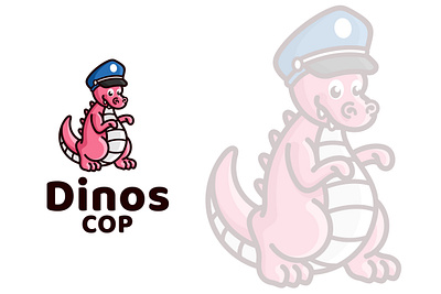 Dinos Cop Cute Kids Logo Template police