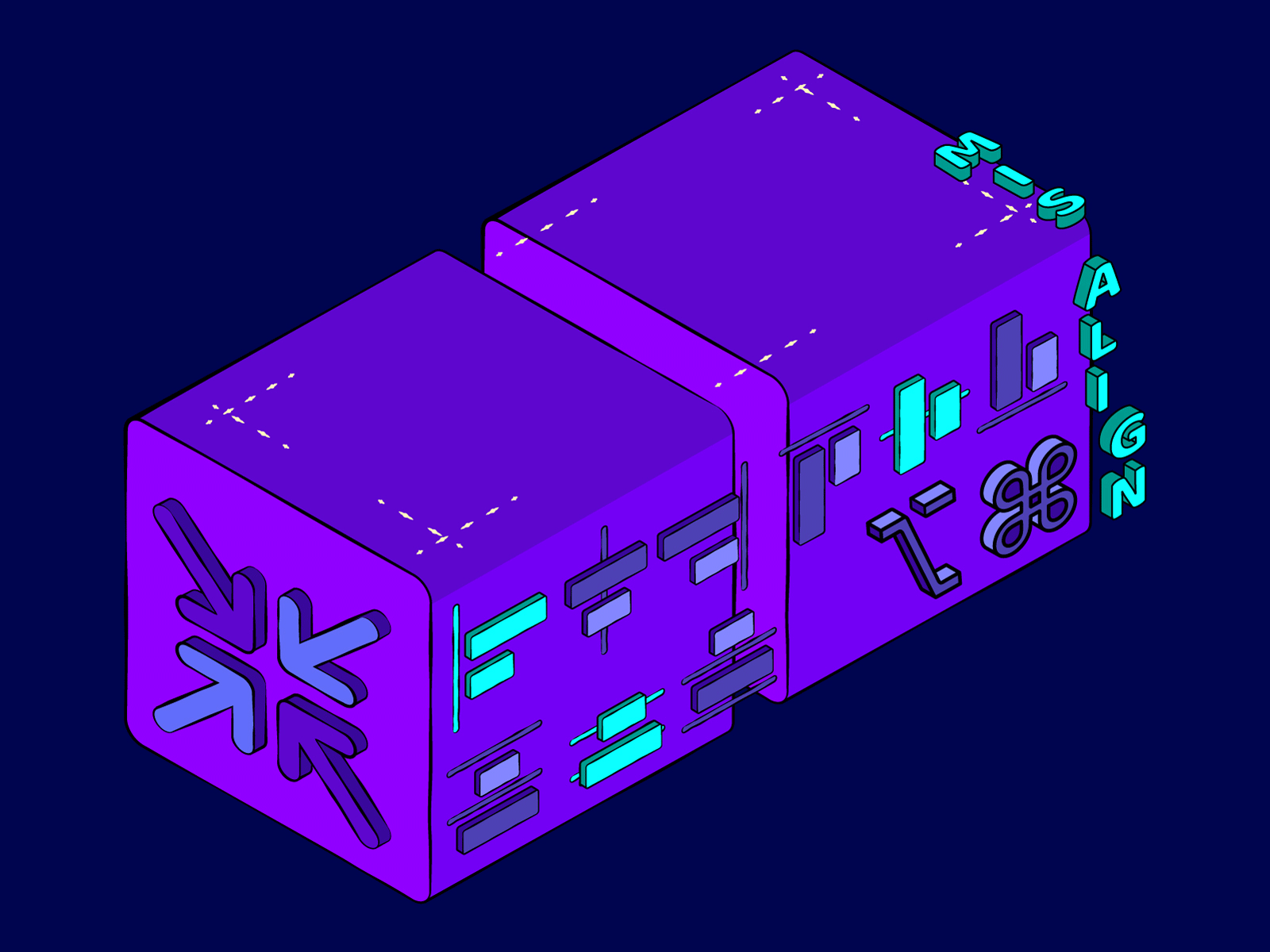 'Misalign' neon variation 🔥 adobe illustrator design art graphic design illustration illustrator isometric isometric art isometric illustration neon neon colors neon light neon sign