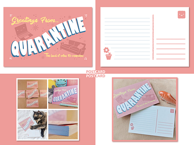 Greetings from Quarantine art cat cute design greetings greetings from illustration kawaii letter mail pink postcard quarantine quarantine life