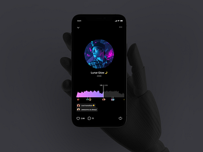 iOS Multiple music player 3d app application chart clean comments dark future graphic design hand icons interaction ios music player ui ux