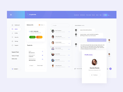 Crypto Trading - Dashboard admin panel bitcoin chat application chat web application chatting clean crypto currency cryptocurrency dashboard dashboard chat dashboard ui finance financial trading wallet wallet dashboard