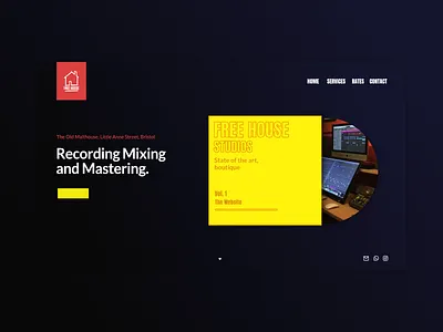 Free House Studios mockup blue branding design logo orange red typography ui ux yellow