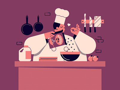 Vectober 22: Chef cereal chef halftone illustration inktober inktober2020 kitchen lazy dinner vectober vectober2020 vector