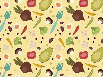 Veggies bright color flat design pattern vegetables yellow