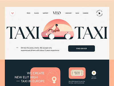 VEO Taxi Landing Page - Webflow app branding cuberto design figma halolab illustration landing ui ux vector webflow website