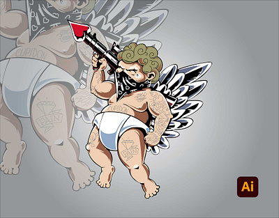 Cupidon adobe adobe illustrator adobe photoshop art artwork degital drawing design digital art drawing illustration kingtharu vector