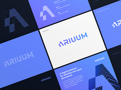 Ariuum Branding Identity bolt brandbook branding custom debates dialogue freedom glitch gradient identity letter a lettering lightning logoguide pattern platform politics speech typography