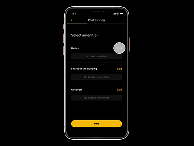 Select amenities ios mobile picker real estate ui