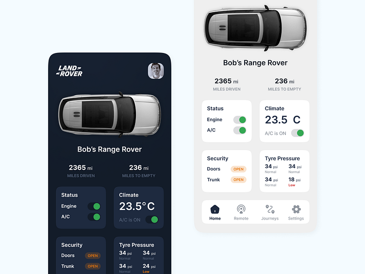 Land Rover Remote App Redesign Concept. by Arjun Kani on Dribbble