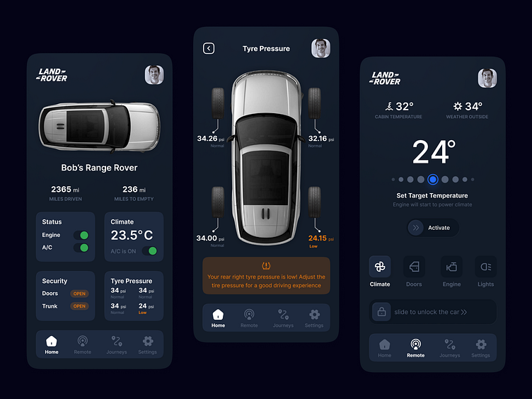 Land Rover Remote App Redesign Concept. by Arjun Kani on Dribbble
