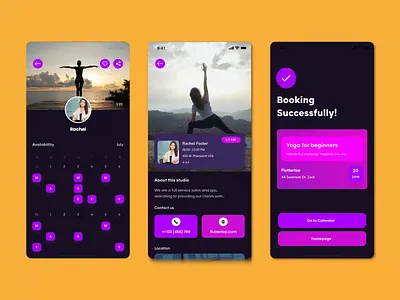 Yoga App UI app app design clean colors design exercise fitness fluttertop health lifestyle meditation minimal mobile app mobile app design mobile design mobile ui ux wellness yoga yoga app