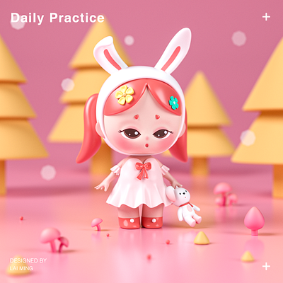 BLIND BOX-RABBIT 3d animal beauty blind box c4d design girl gui illustration little pink rabbit toys tree ui