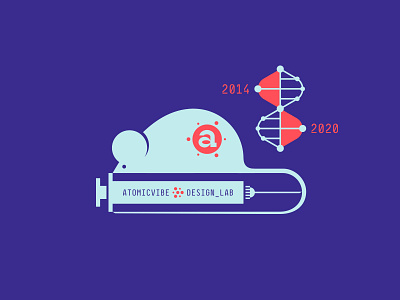 atomicvibe 2020 redesign - 06 atomicvibe blue branding dna double helix genetic genetics geometric graph lab laboratory logo monospaced mouse needle rat red science simple syringe