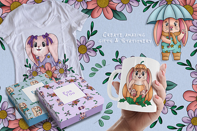 Lovely Bunny Clipart animal bunny bunny logo clipart clipart set cute illustration design graphic illustration
