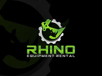 logo design rhino design excavator gear icon industrial logo vector
