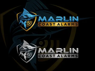 logo design marlin alarm design icon logo security vector