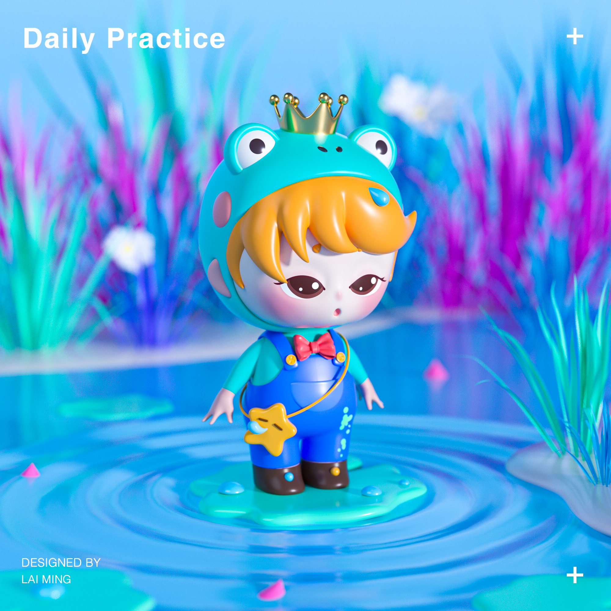 BLIND BOX-FROG 3d animal blind box boy brook c4d children frog frog prince gui illustration kids little pink prince purple river the frog prince ui zbrush