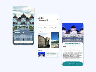 Jelajah Banda Aceh app design minimal mobile mobile app mobile design travel travel app traveling ui ux