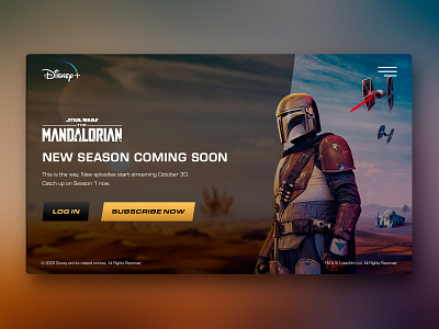 The Mandalorian Landingpage digitalart disney disneyplus fan art fanart mandalorian photoshop star wars starwars streaming app the mandalorian ui ui ux uidesign