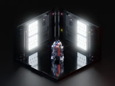 R2-D2 3d blender isometric r2 d2 star wars